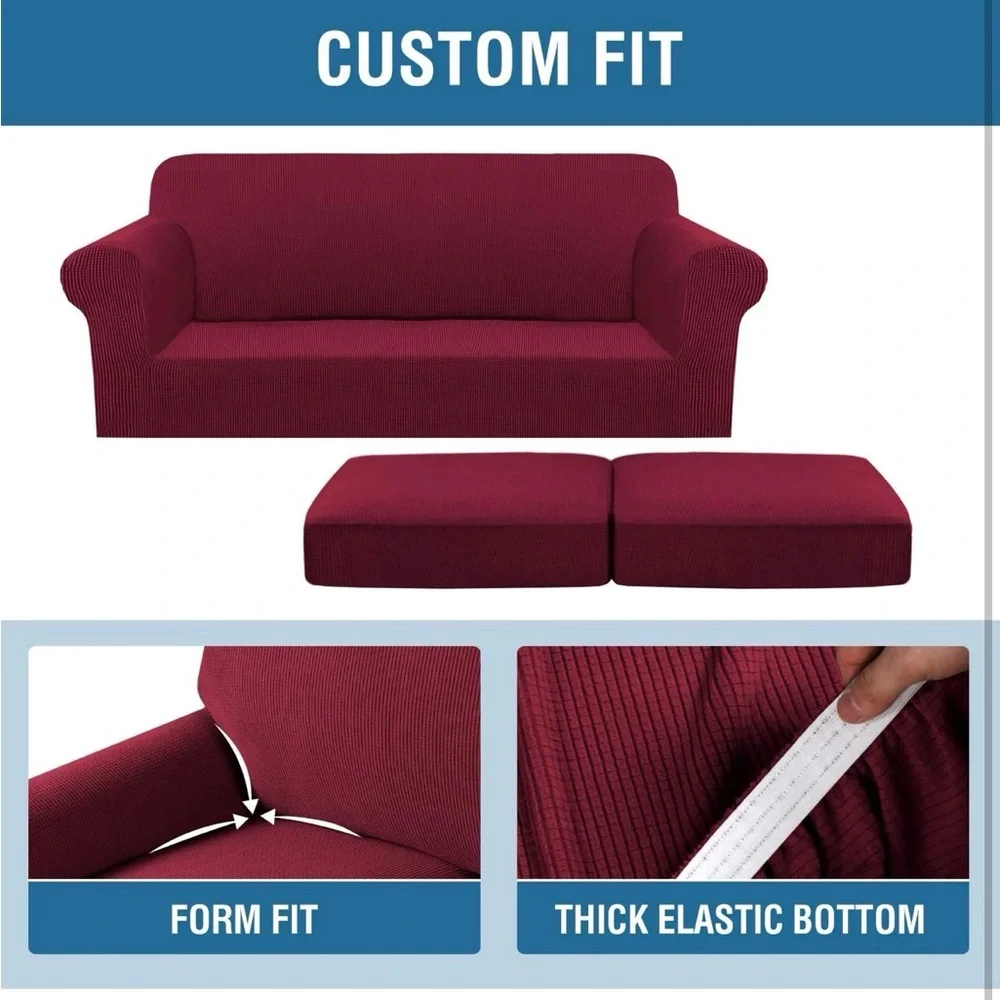 H.VERSAILTEX 3 Piece Stretch Sofa Covers for 2 Cushion Sofa